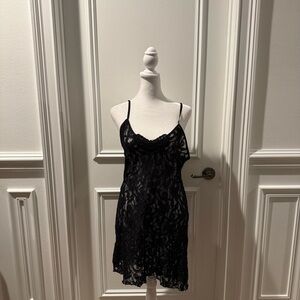 Cinema Etoile Nightgown Lingerie Slip Dress Lace Black Size Medium